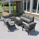 preview thumbnail 140 of 144, Aluminum Patio Outdoor Sectional Sofa Set with Fire Pit, Swivel Rocking Chairs and Ottomans