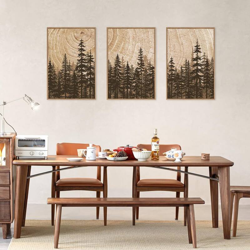 Natural Woodland Landscape Wall Decor, Large Retro Forest Painting