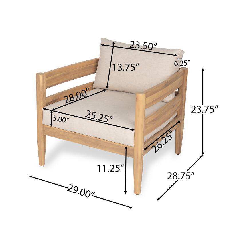 Christopher Knight Home - Alexandra Curved Acacia Wood Outdoor Club Chair