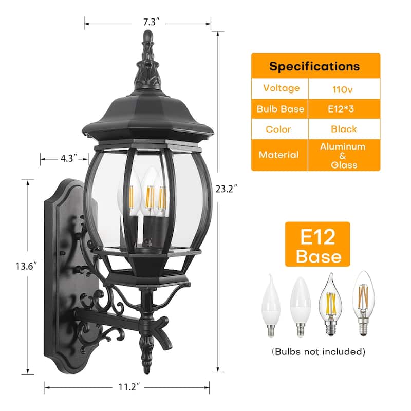 Outdoor 1/3 Light Waterproof Aluminum Wall Light