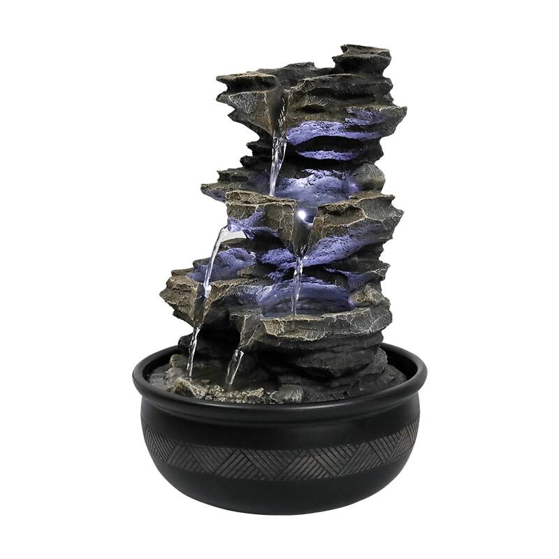 15.7'' H Tabletop Indoor Rock Waterfalls Fountains with LED Light