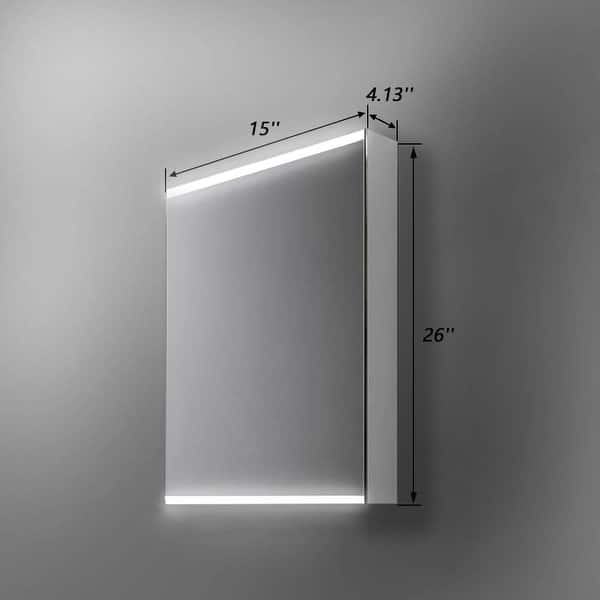 Shop 15 X 26 Led Bathroom Medicine Cabinet With Mirror Intelligent Switch Aluminum Frame Casement Door Surface Mounting Only Overstock 31814289