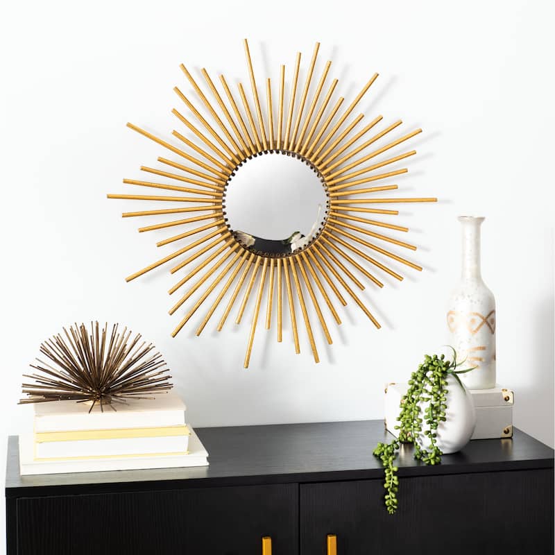 SAFAVIEH Demi 24-inch Gold Sunburst Round Mirror - 24" W x 1.5" L x 24" H - 24Wx2Dx24H