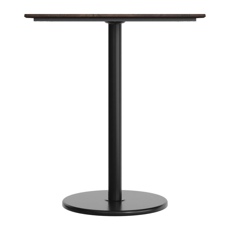 Commercial HPL Tabletop with Bar Height Round Base - 36"W x 36"D x 42"H