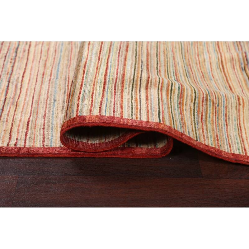 Modern Striped Gabbeh Kashkoli Wool Area Rug Hand-knotted Foyer Carpet - 3'1" x 4'10"