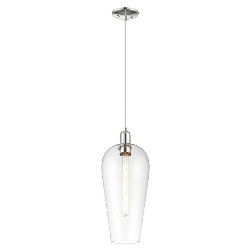 Innovations Lighting Downtown Urban - Chelsea - 1 Light 8" Cord Hung Mini Pendant - Polished Nickel/Clear Deco Swirl Shade