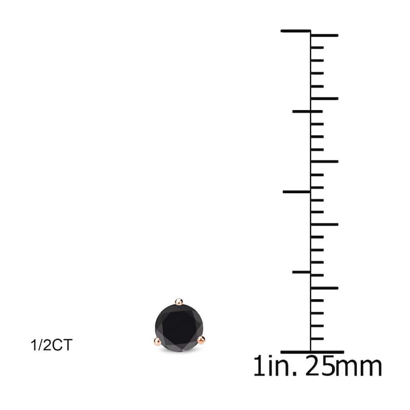 Auriya 14k Rose Gold 1/2 to 4ctw Black Diamond Stud Earrings Martini-set - 0.50ctw