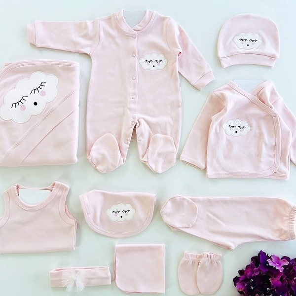 slide 1 of 1, Newborn Baby Girl Coming Home Set with Cloud Ornament Pink