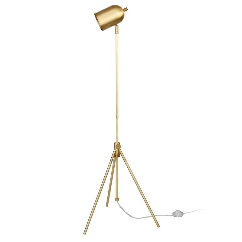56 Inch Tripod Floor Lamp with Brass Dome Shade for Modern Spaces - 14” x 14” x 56”