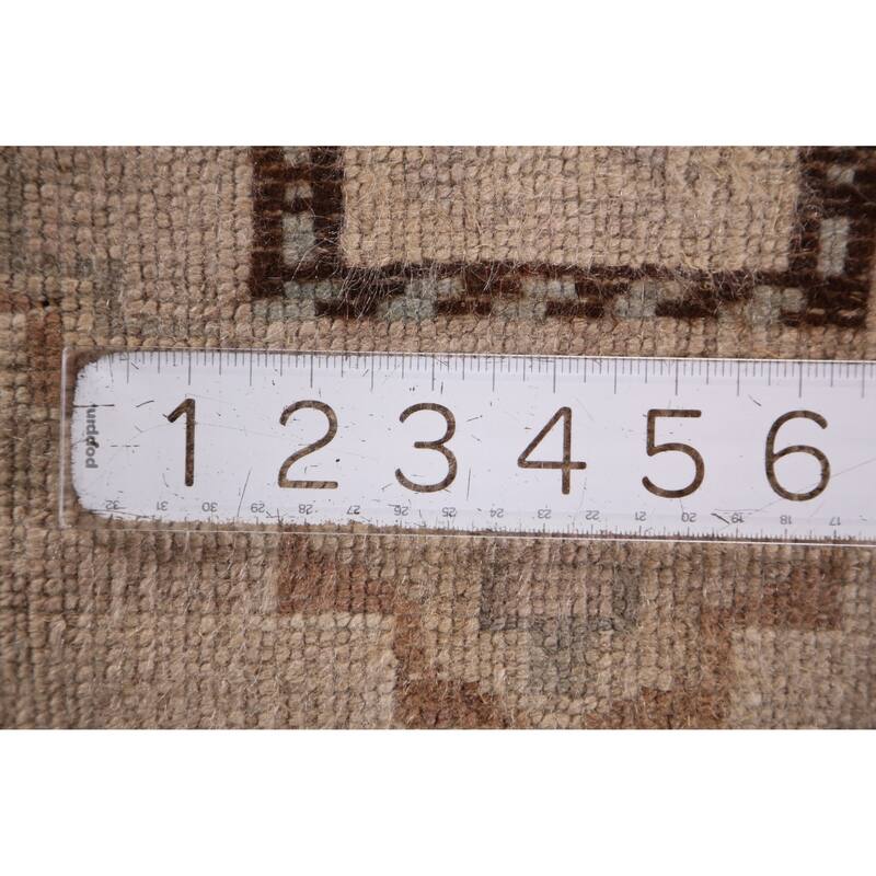 Hand Knotted Oriental 100% Wool Carpet Transitional Geometric Beige & Ivories Anatolian Area Rug - 2' 4'' X 1' 5''