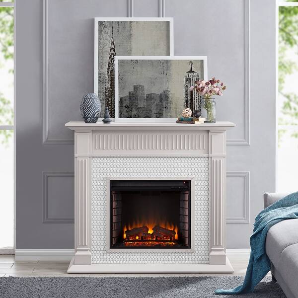 slide 2 of 28, SEI Furniture Chase Contemporary Grey Wood Electric Fireplace