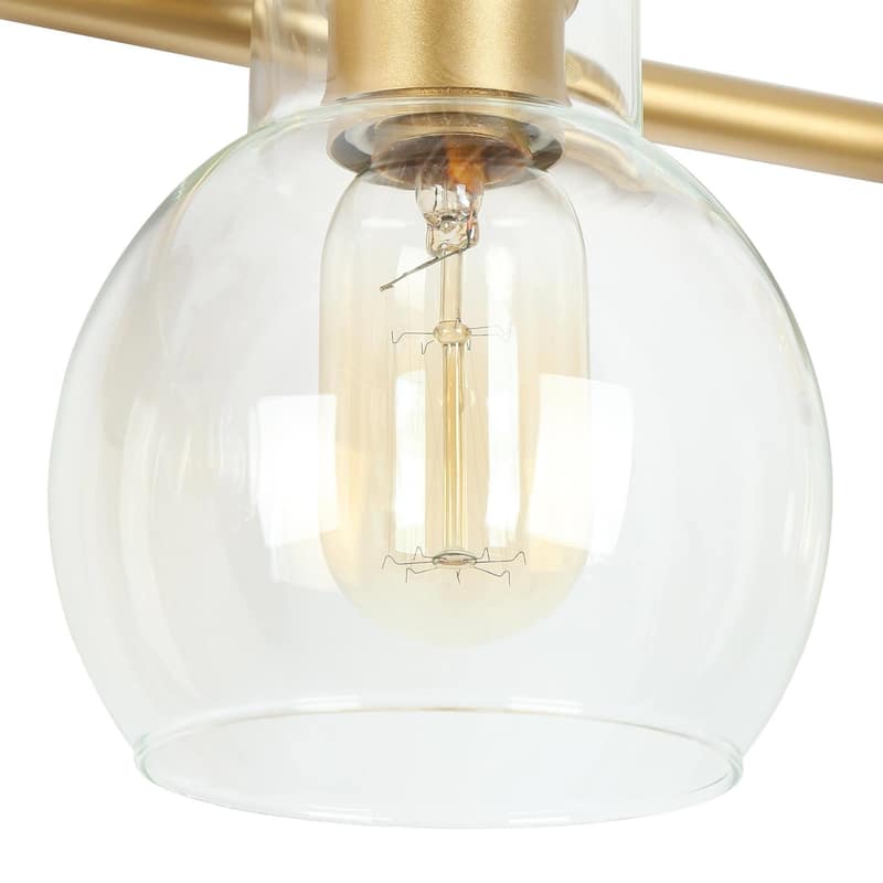 Bela Modern Gold 5-Light Bathroom Vanity Light Orb Glass Wall Sconces - L 35.4"xD7.1"xH 9.1"