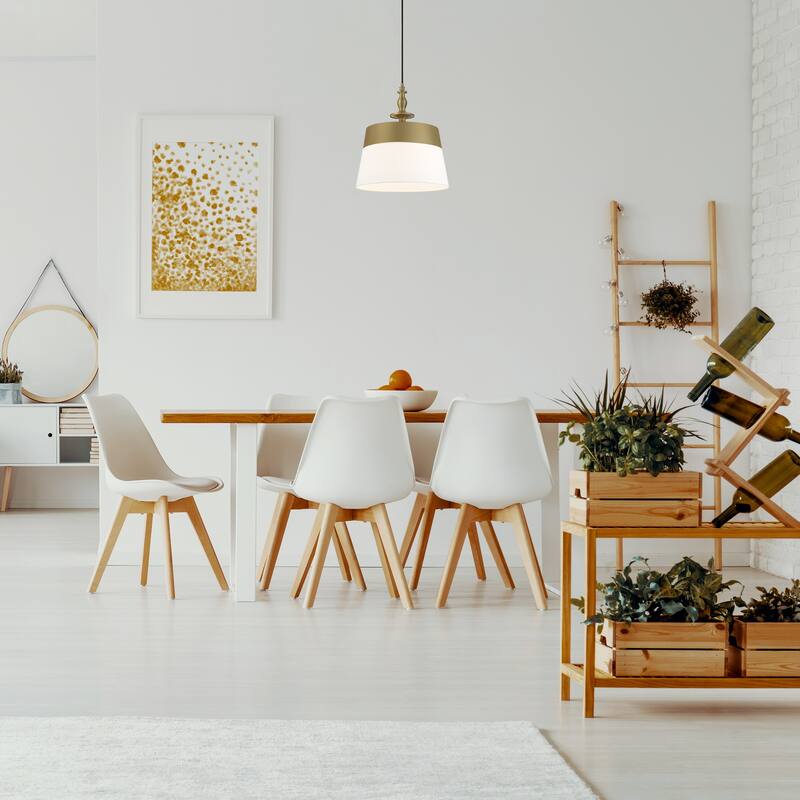 Ava 15.75 in. 1-Light Brushed Gold Transitional Pendant Light