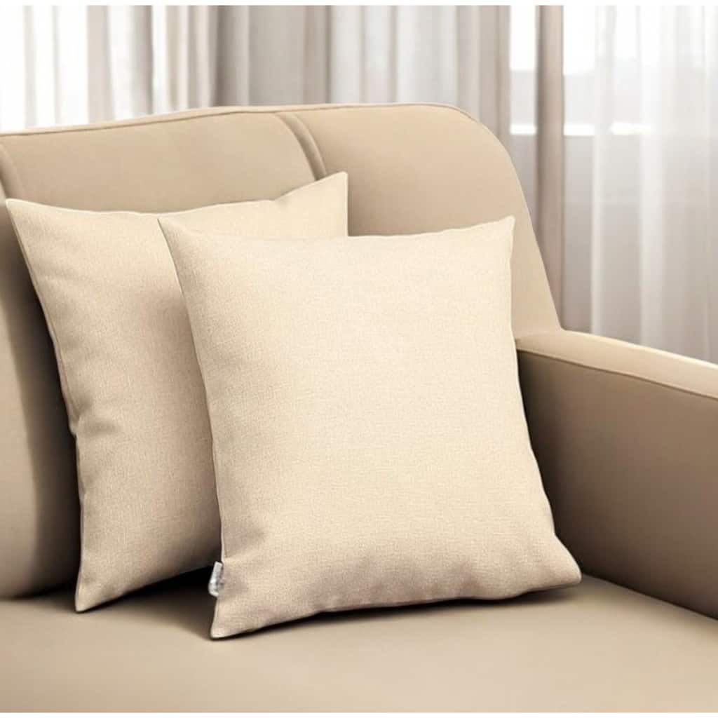 HomeRoots Set Of Two 18" X 18" Ivory Polyester Zippered Pillow