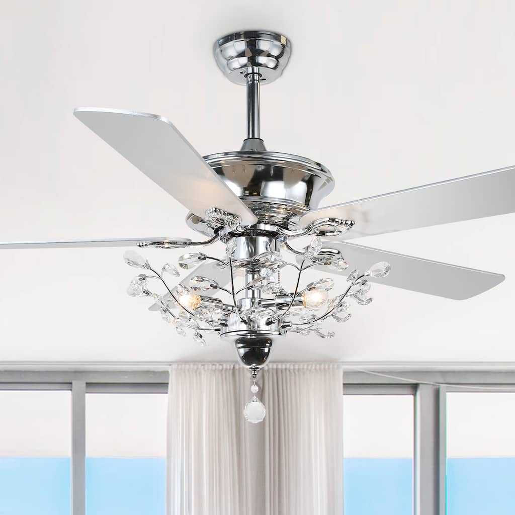 Bella Depot 52-inch Modern 5-Blade Reversible Branches Crystal Ceiling Fan with Light Kit and Remote, 3-Speed - 52"