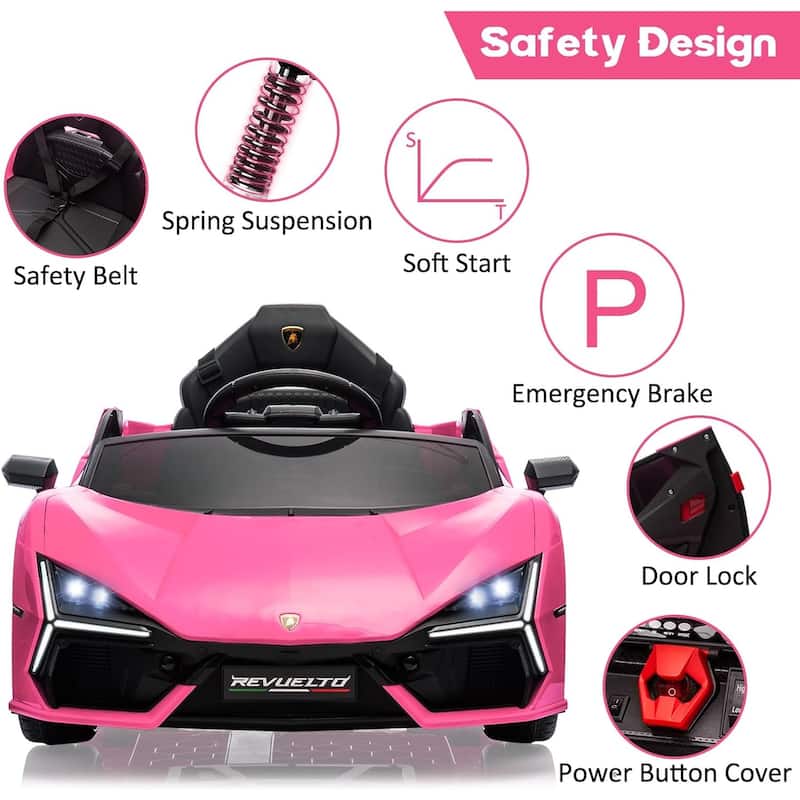 12V Kids Ride On Car, Licensed Lamborghini Revuelto Electric Car for Kids