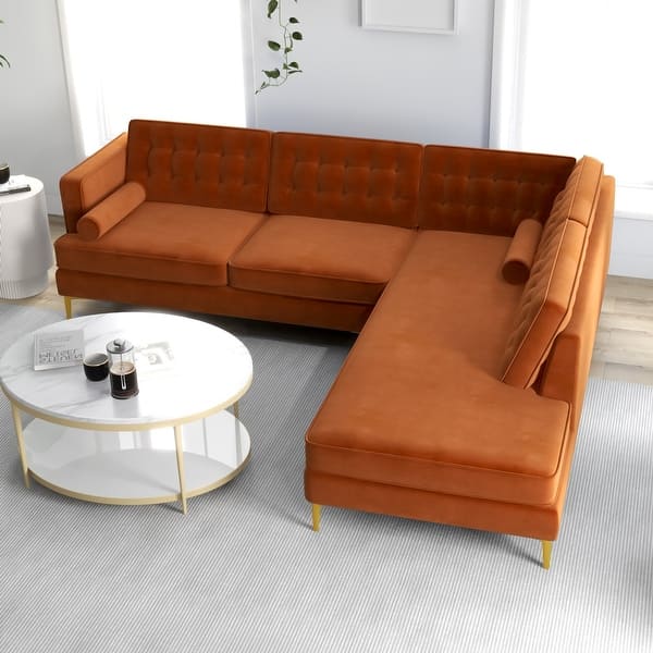 Caterina Modern Living Room Tufted Velvet Corner Sectional Sofa in ...