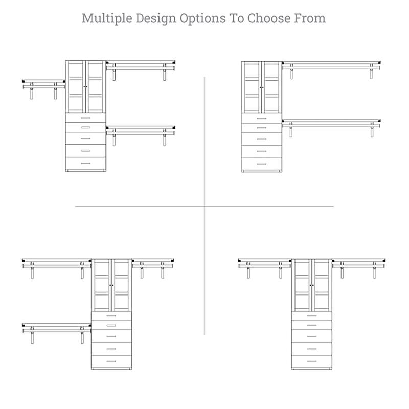 John Louis Home Solid Wood Reach-In Closet System with 5-Drawers and Doors Red Mahogany