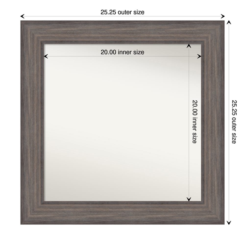 Country Barnwood Framed Non-Beveled Custom Wall Mirror, Bathroom Vanity Mirror