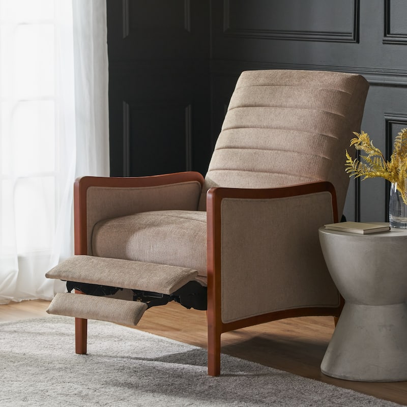 Mid‑Century Modern Push‑Back Recliner Chair with Channel Stitching