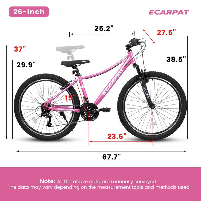 Women/Teens' Bicycle - Shock-Absorbing Front Fork, Multiple Speeds, V-Brakes, Mountain Tires - 26