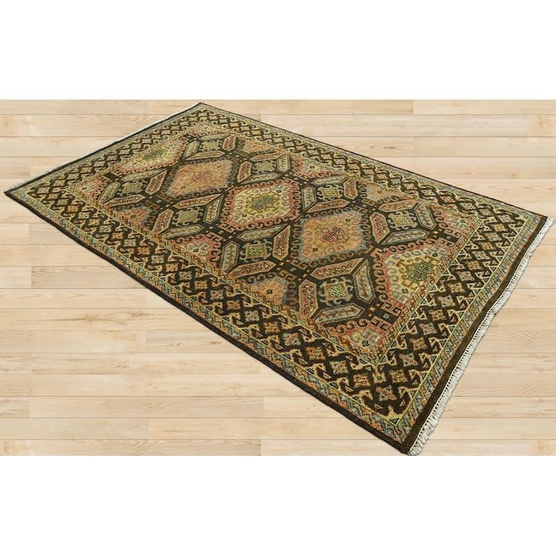 LoomBloom Gold Hand Knotted Transitional Oushak Wool Area Rug - 5' 6'' x 8' 8''
