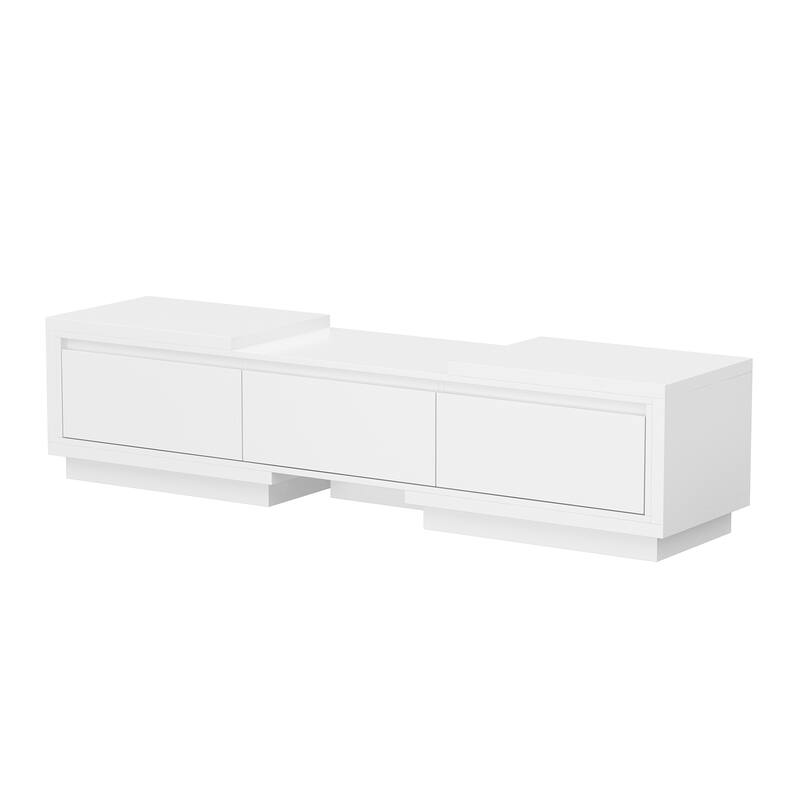 Modern Style Extendable TV Stand with 3Drawer White/Black 65.4"-106.3" Entertainment Center Table