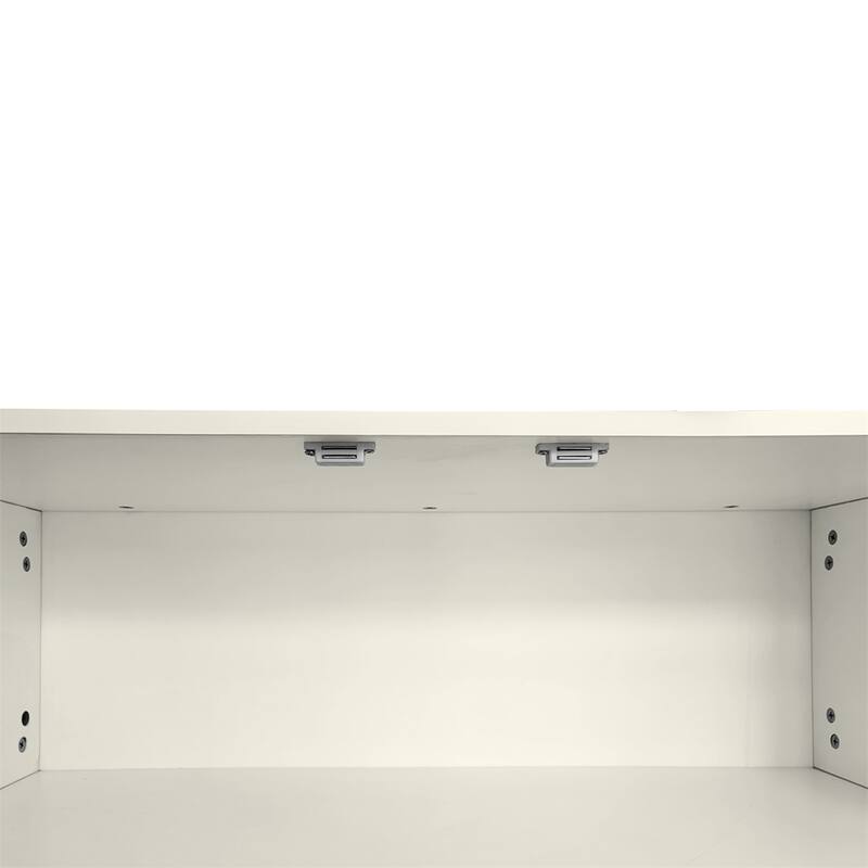 Modern Shoe Storage Bench with Hidden Storage and Upholstered Cushions