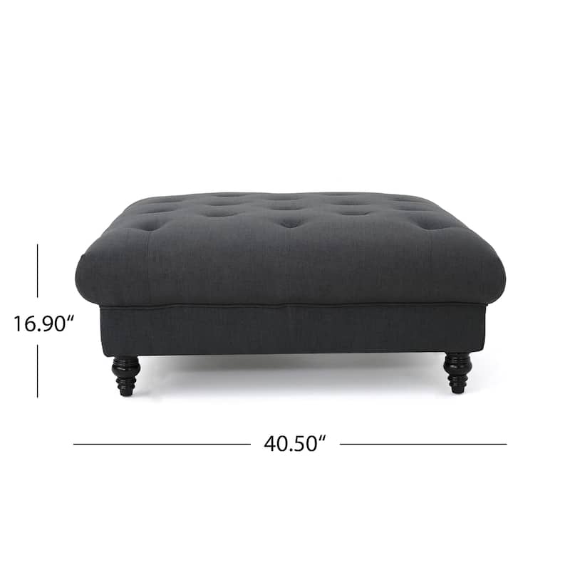 Bordeaux Vapor Fabric Tufted Ottoman by Christopher Knight Home
