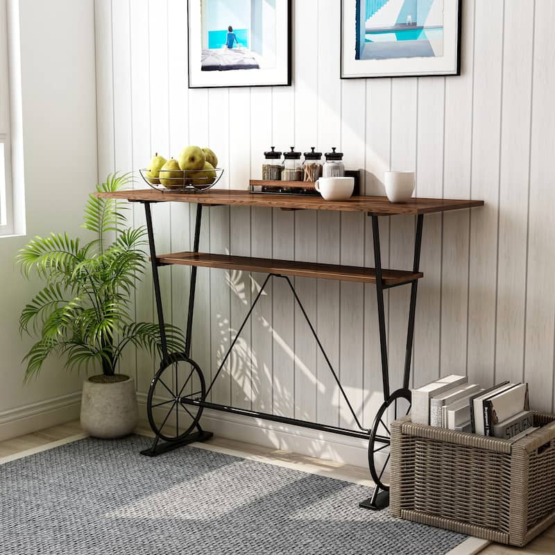 Furniture of America Lodz Rustic Metal 47-inch Open Shelf Bar Table