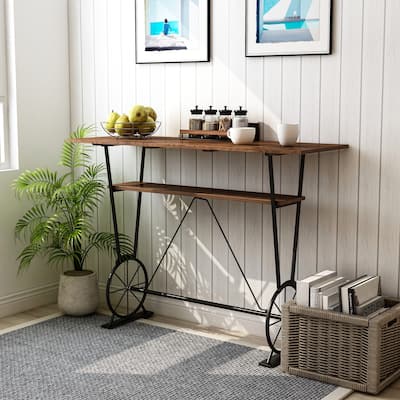 Furniture of America Lodz Rustic Metal 47-inch Open Shelf Bar Table