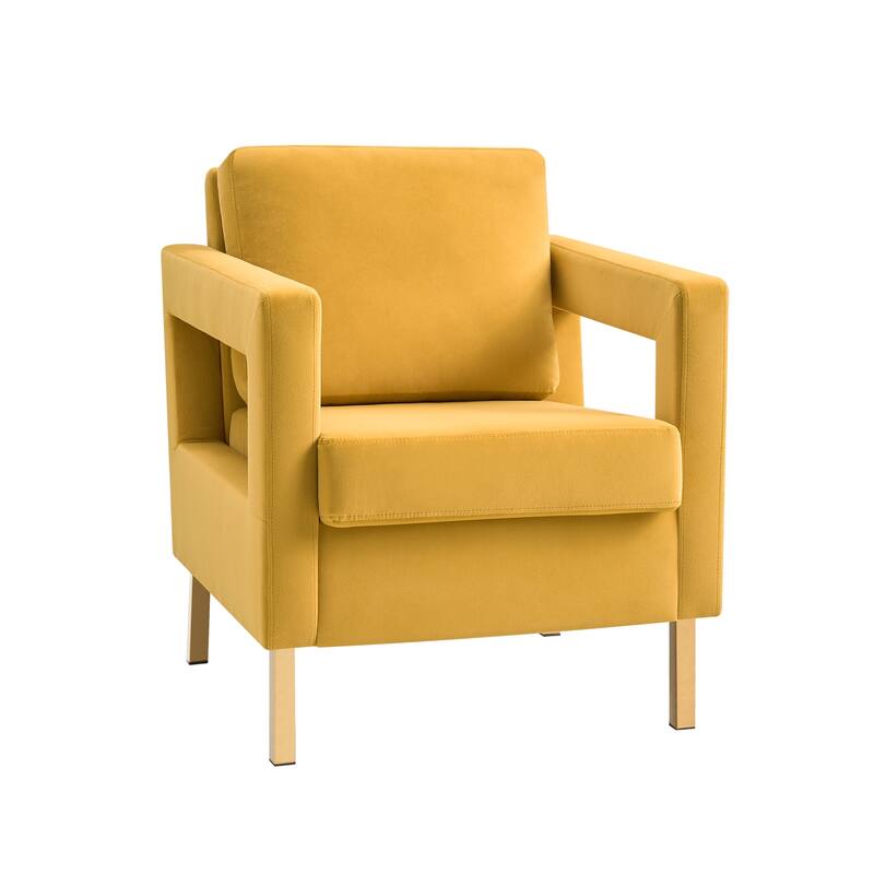 Valentina Comfy Accent Armchair with Golden Metal Legs and Removable Cushions by HULALA HOME