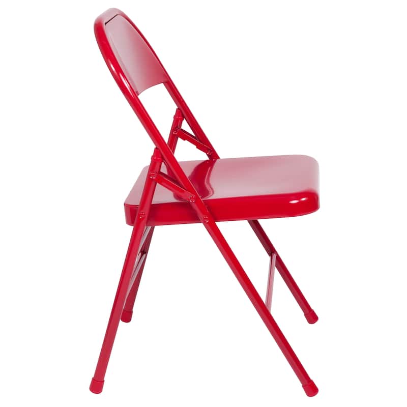 4 Pack Triple Braced & Double Hinged Metal Folding Chair