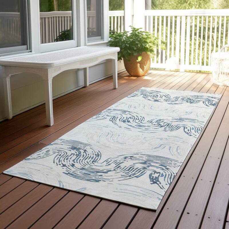 Machine Washable Indoor/ Outdoor Modern Ari Chantille Rug - Ivory - 2'3" x 7'6"