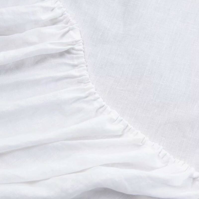 WHOLINENS Stone Washed French Linen Sheets Set 16 Inches Pocket