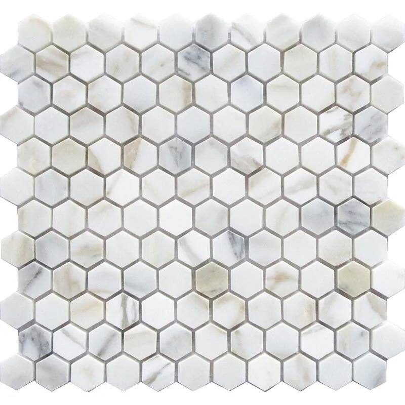Apollo tile 11 x 12 Serena Polished White Gray Calacatta Gold Polished Marble Tile (4.55 sq ft/case) - 5 Pack