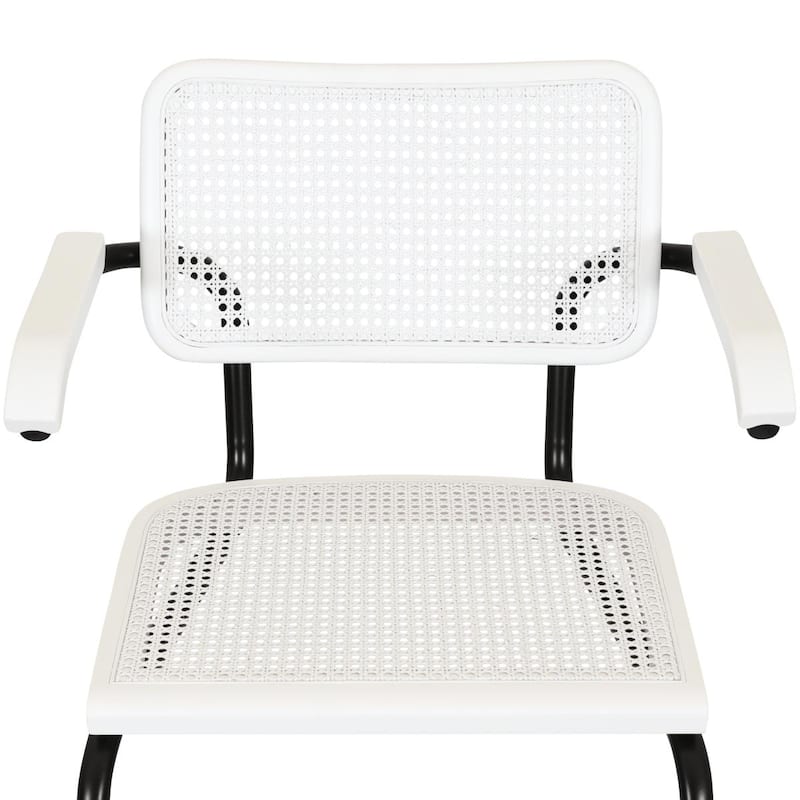 Breuer Chair Company Marcel Breuer Cesca Cane Cantilever Armchair Arm Chair w/ Black Steel Frame (Various Wood & Cane Colors)