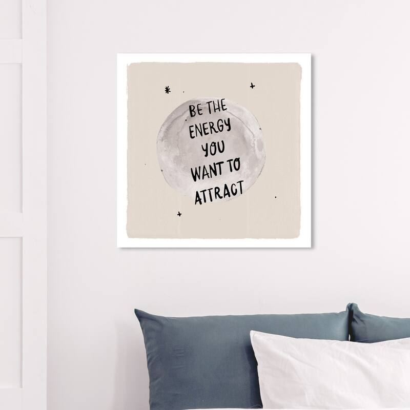 Wynwood Studio 'Be The Energy' Typography and Quotes Wall Art Canvas Print Inspirational Quotes and Sayings - White, Black