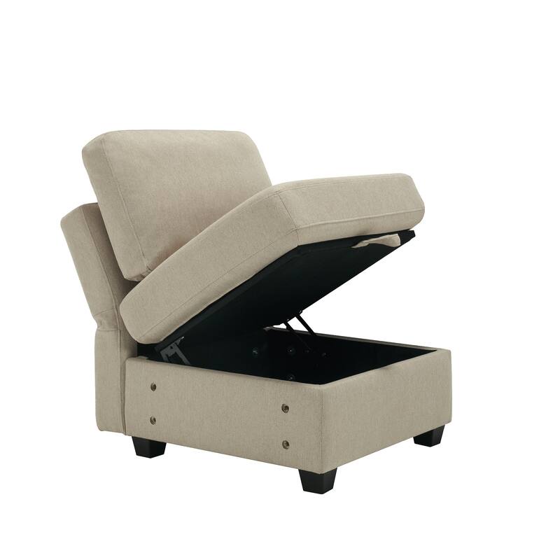 Space Saving Sectional Sofa with Ottoman, 2 Seater Lounge Sofa with