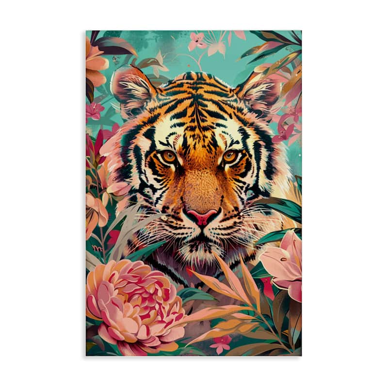 Stupell Fierce Tiger In Waiting Canvas Wall Art Design By LSR Design Studio - 16 x 24