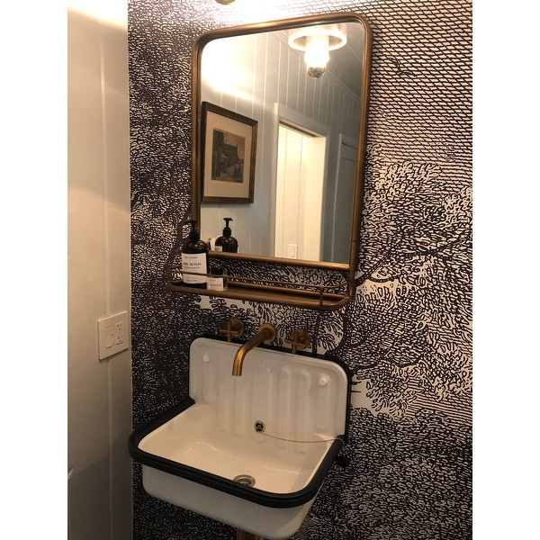 Brass Bathroom Mirror With Shelf – Rispa