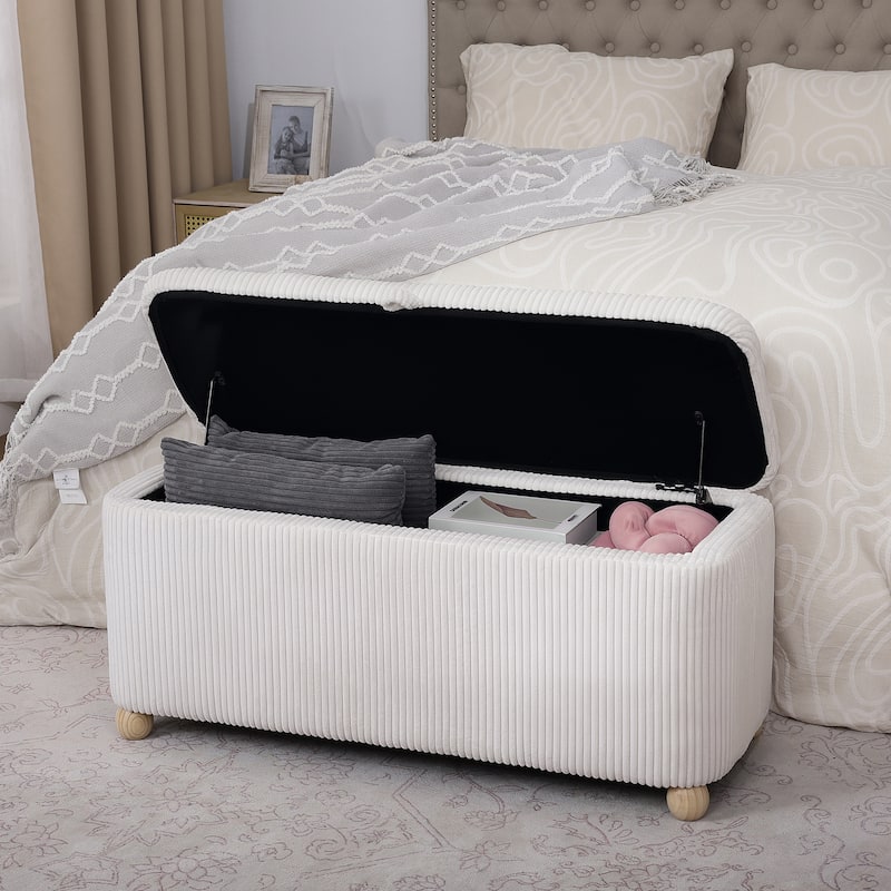 Adeco Storage Ottoman End of Bed Bedroom Entryway Bench