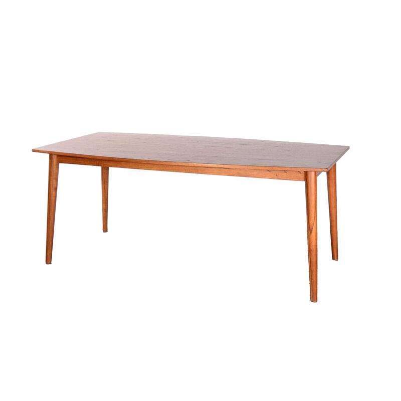 Amy Dining Table, 72 Inch Curved Edge Top, Cinnamon Brown Solid Wood - Cinnamon Brown