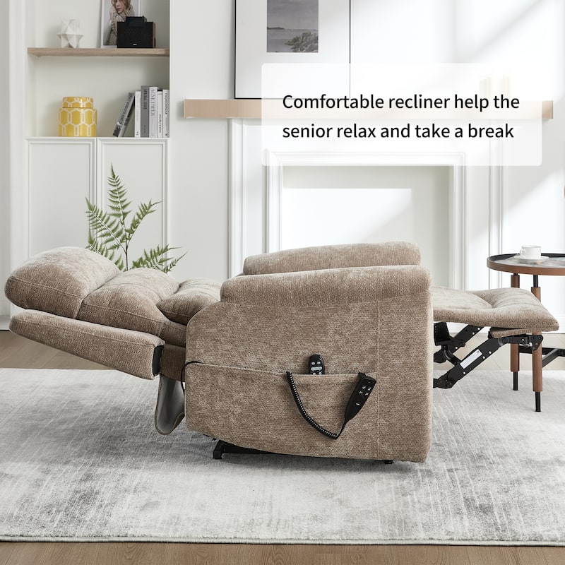 350 Lbs Leatherair Power Lift Recliner Chair,Heavy Duty Motion Mechanism With 8-Point Vibration Massage And Lumbar Heating