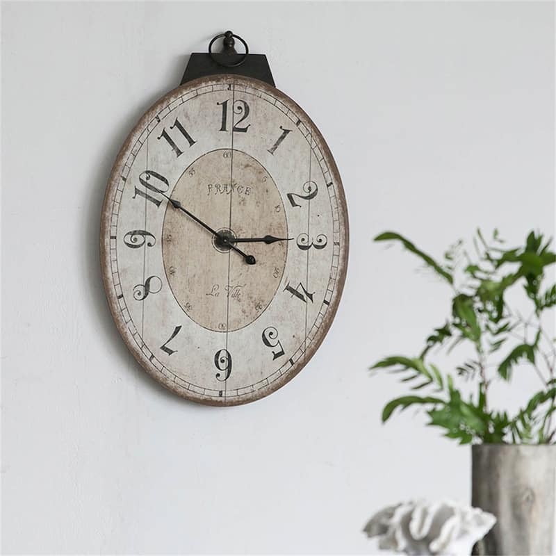 Antique Oval Wall Clock - Ivory