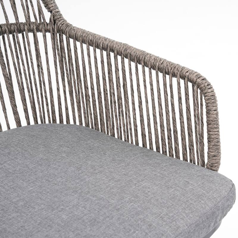 Outdoor 2-Piece Arm Barstool Chairs with Cushions