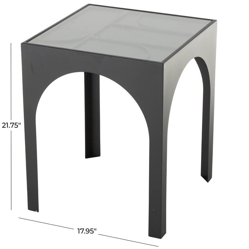 Metal Geometric Accent Table with Glass Top - Black - Roche River Decor