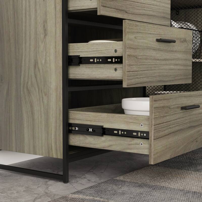 59"W Kitchen Cabinet Pantry with Sleek Design & Ample Storage - 59"W 68.5"H