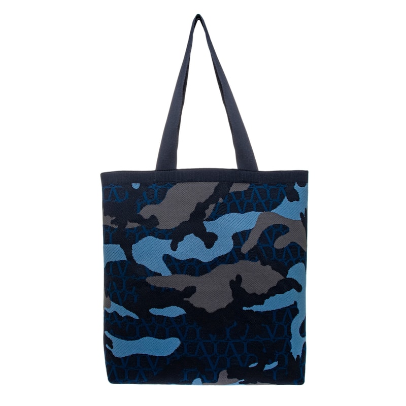 Valentino Men's Iconographe Camouflage Jacquard Tote - Blue and Grey