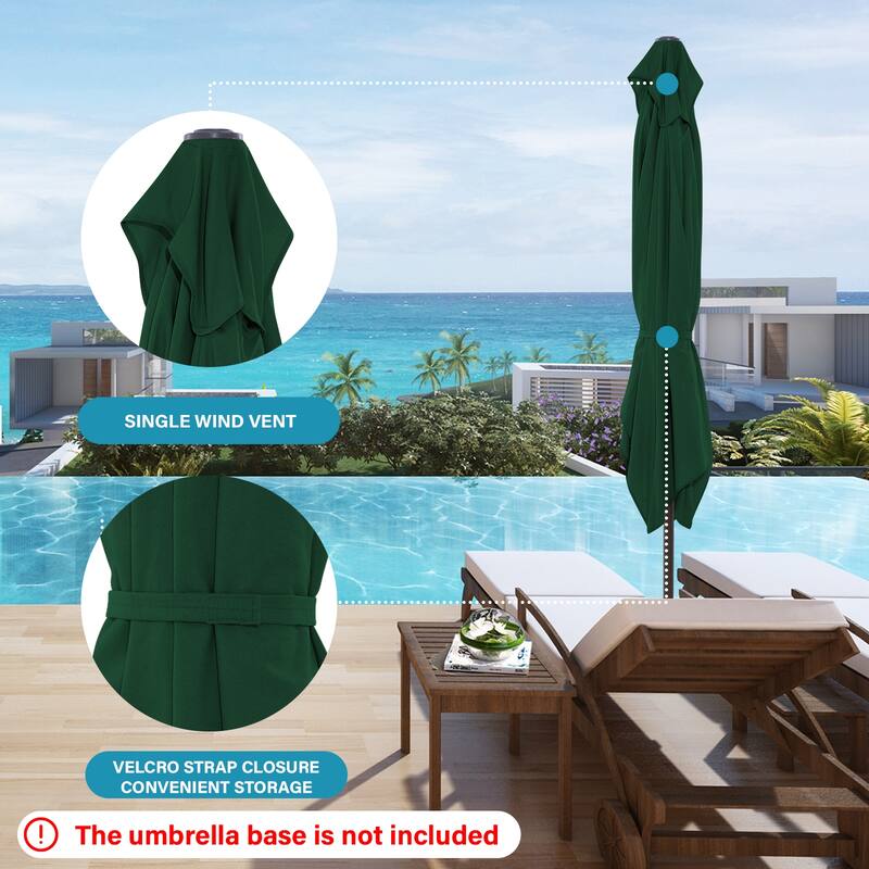 8*10ft Rectangular Patio Market Umbrella with Crank & Tilt，UV-Resistant